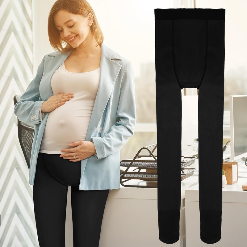 Bonuci Maternity Pantyhose Winter Pregnancy Fleece Lined Tight Women Stretchy Opaque High Waist Thickened Legging - Image 1